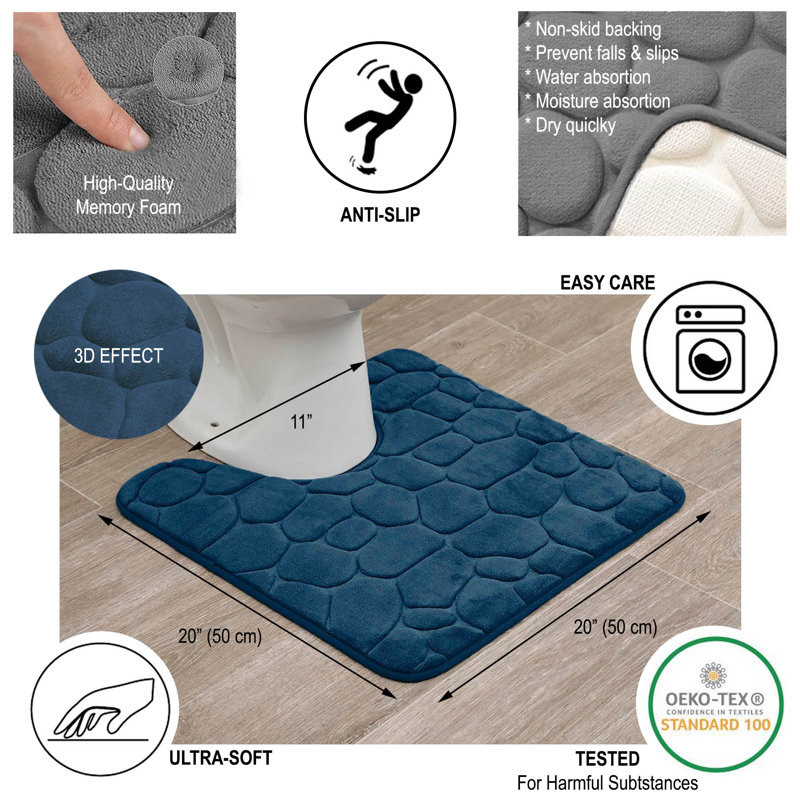 Evideco Contour Bath Rug Memory Foam Mat 3D Pebble 20”L x 20”W